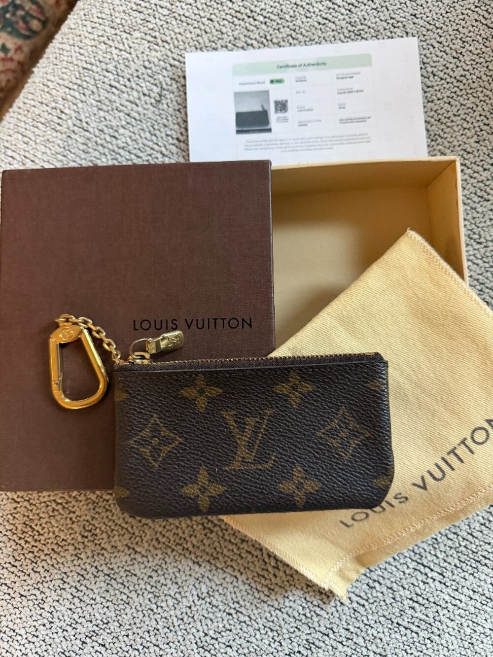 Louis Vuitton Monogram Key Pouch CA0051 Box/Dustbag COA